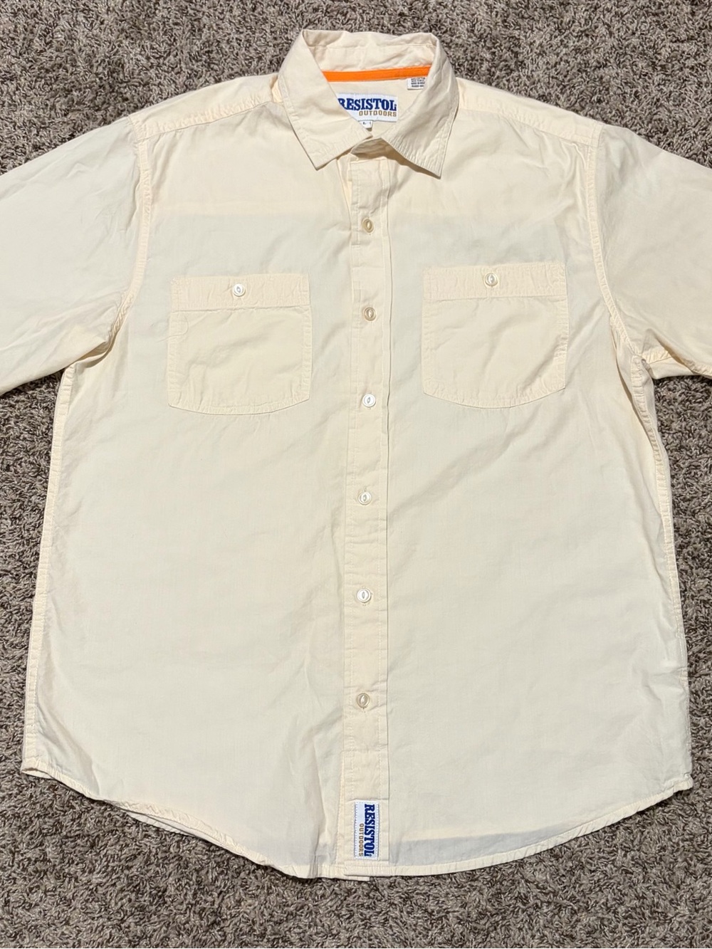 Resistol Outdoor Mens Size Large Cream Button-Down Casual Shirt